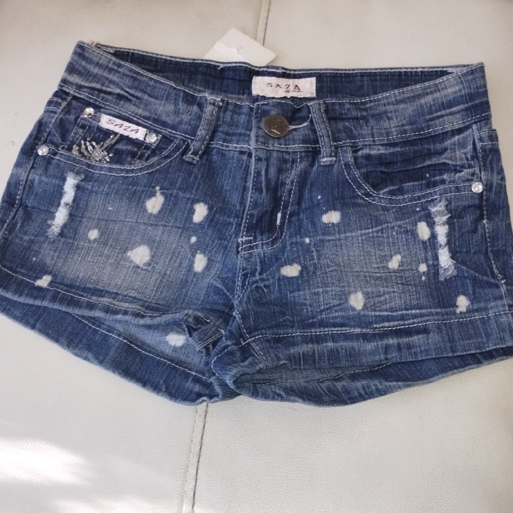 Women's Blue Distressed Jean Shorts